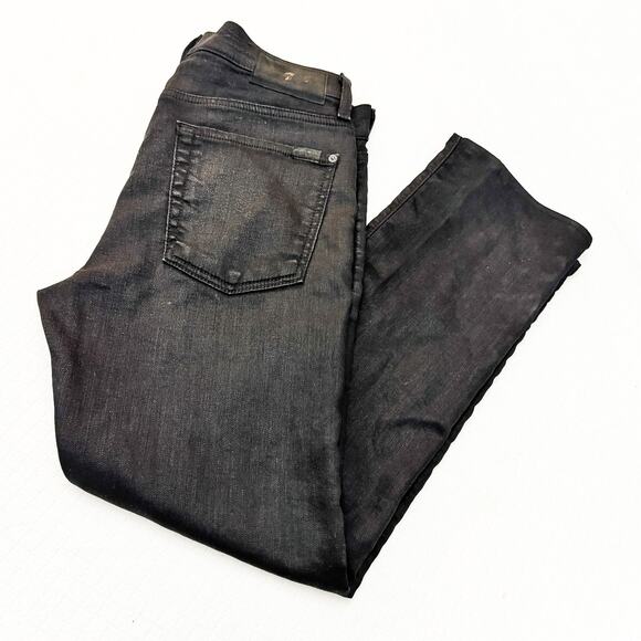 7 For All Mankind Men's Slimmy Stretch Black Denim Jeans Size 32 - Picture 8 of 8